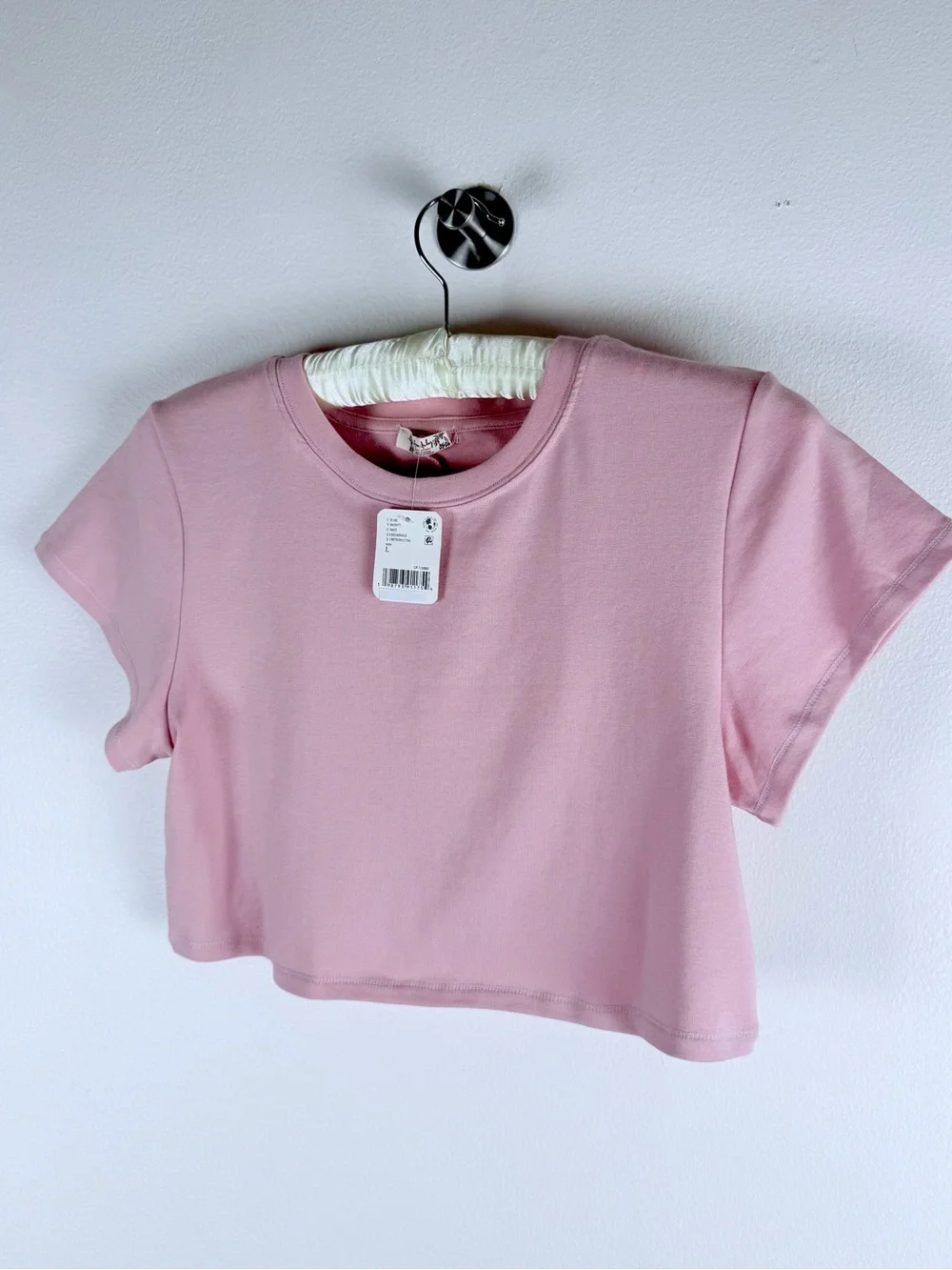 Free People Baby Pink Cropped Tee NWT Large msrp $48